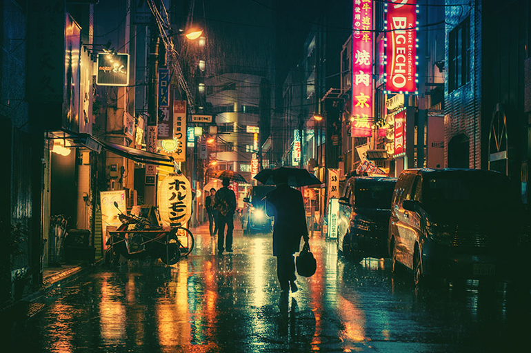 Tokijo naktinės gatvės