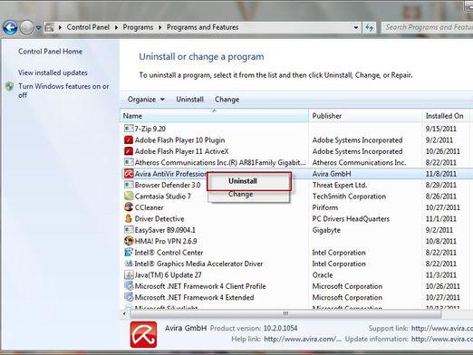 Kaip pašalinti Avira?